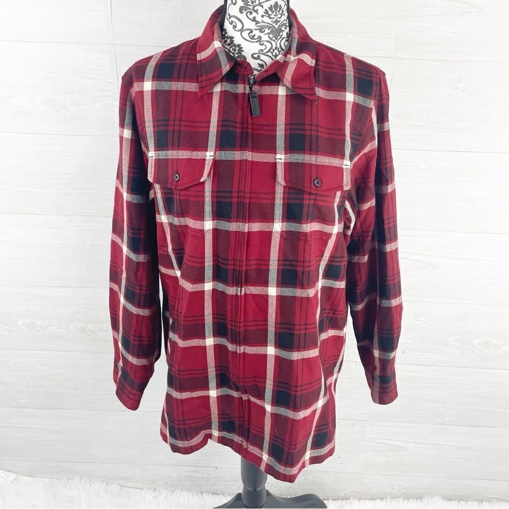 Lauren Ralph Lauren Logo Dual Pocket Full Zip Plaid Wool Shacket
